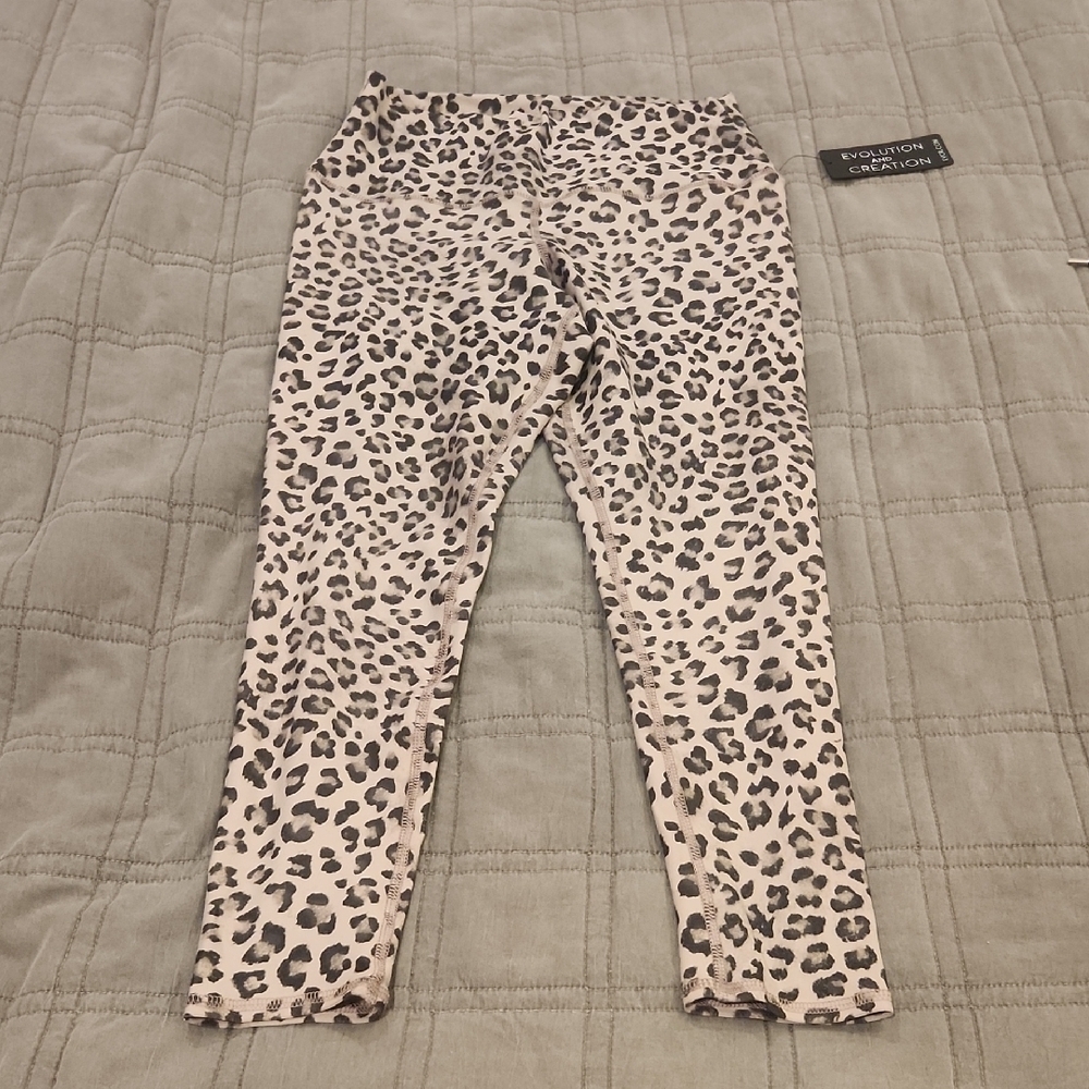 Evolution and Creation Leopard Print Track Pants Size L, New With Tags!